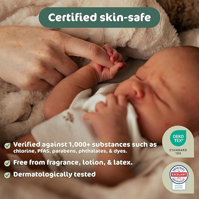 Naty BioEmbrace Baby Newborn Diapers | Sensitive Skin Safe Certified | Leak Protection up to 100% | Plant-Based Teddy Softness, Premium Comfort | Chlorine-Free | Size 1 (4–11 lbs), 100 Count