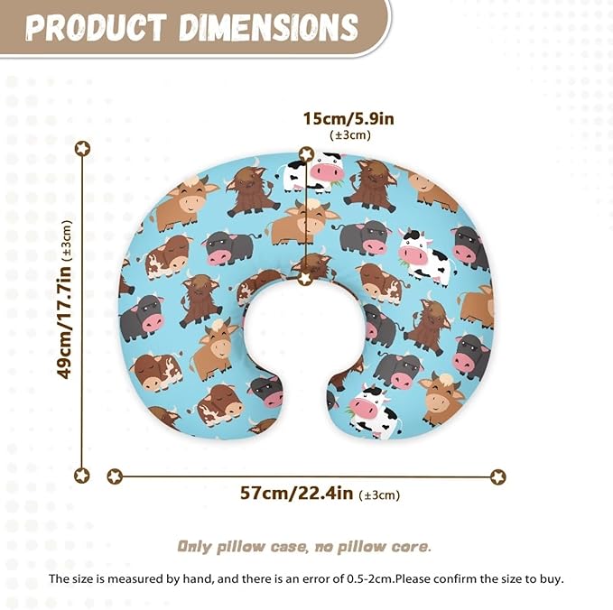 Cow Feeding Pillow Covers Washable & Breathable Nursing Pillow Slipcovers Breastfeeding Newborn Feeding Cushion Cover Practical Gift, Best Choice for Mom Cover Only