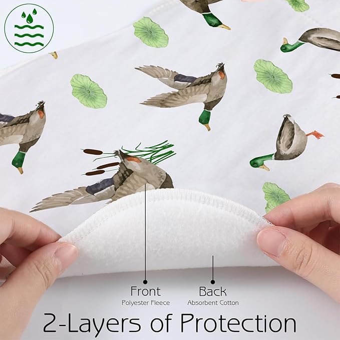 4 Pack Mallard Duck Baby Burp Cloths for Boy Girl, Duck Hunting Muslin Burp Cloths Soft Absorbent Mallard Nursery Decor Unisex Baby Burping rag Newborn, 19 x 9 Inches