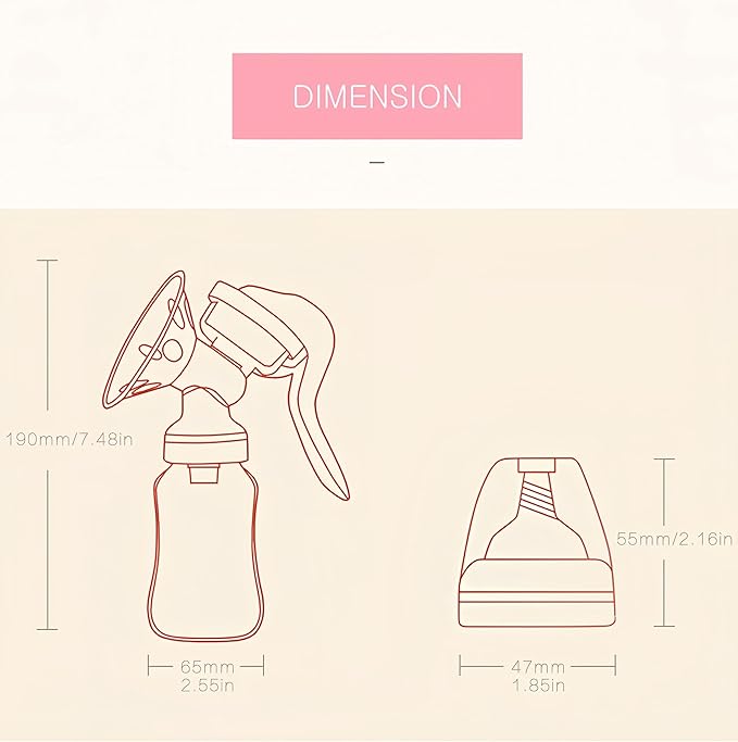 Manual Breast Pump with Non-Slip Design, Microwave Safe Milk Collection Bottle, Heat Resistant
