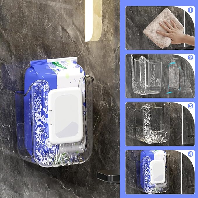 Kitchen Wipes Storage Box, Wall Mounted Paper Towel Boxs, Wall Mounted Wet Wipes Holder Dispenser, Paper Towel Boxs Organizer, Walls Mounteds Papers Towels Box Bracket (Gray,3pcs)