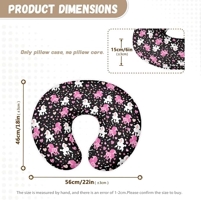 Poddle Dog Nursing Pillow Cover for Newborn Breastfeeding Pillow Slipcover Hidden Zipper Design Nursing Pillow Case U-Shaped Soft and Skin-Friendly
