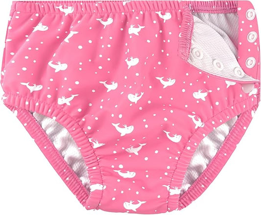 weVSwe Reusable Swim Diaper 18-24 Months Washable Baby & Toddler Breathable Adjustable Snap for Newborn Pink Whale