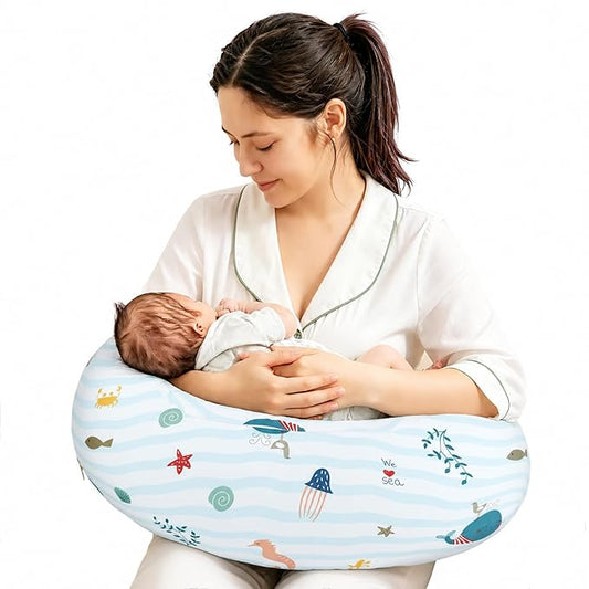 Nursing Pillow, Breastfeeding Pillows with Standard Size Removable Cover, Breast Feeding Pillow with Breathable Filling, Ergonomic Nursing Essentials for Bottle and Breastfeeding