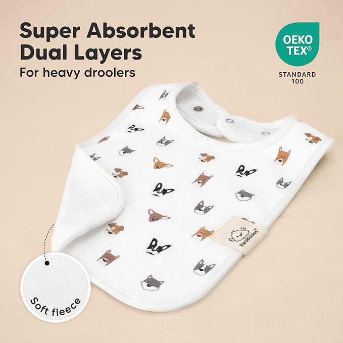 KeaBabies 8-Pack Organic Baby Bibs for Boys, Girls - Super Absorbent Cotton Drool Bibs for Baby Girl & Boy, Teething Toddler, Drooling Newborn, Ultra Soft & Machine Washable (Pets & Paws)