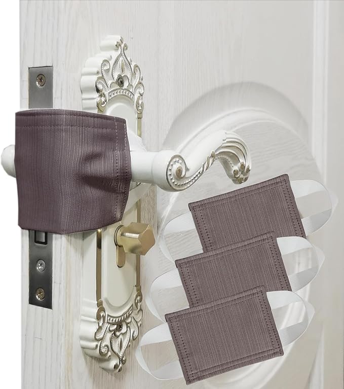 Baby Proof Door Silencer & Cloth Latch Cover, Quiet Close Anti-Slam Pads to Prevent Slamming and Accidental Locking, for Nursery and Toddler Safety (3, Purple, 4.1 * 3.1 inches)