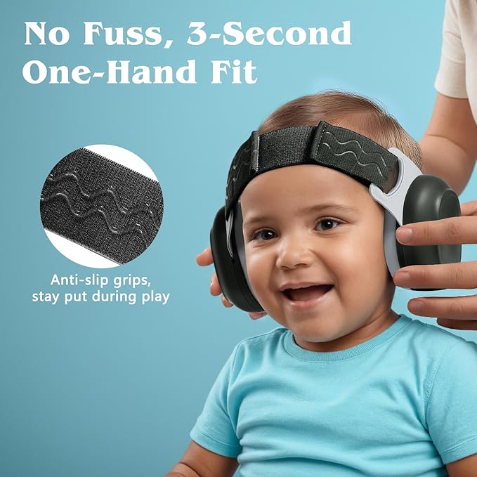 Bella's Friends Baby Ear Muffs for Noise Protection - Comfy & Adjustable 24dB Noise Cancelling Headphones for Babies(3–48 Months) - Soft Fontanel-Safe Design Improves Sleep & Travel Comfort, Black