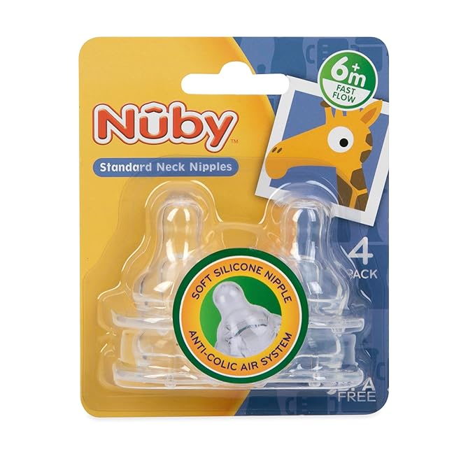 Nuby 4-Pack Standard Neck Fast Flow Nipples
