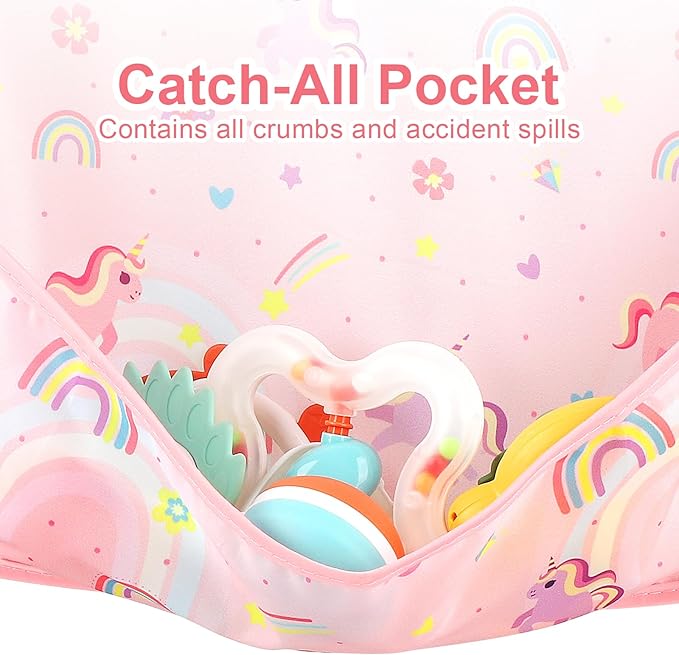 Accmor 4 Pack Long Sleeve Bibs, Baby Smock Waterproof Sleeved Bib Smock for Baby Toddler 6-36 Months