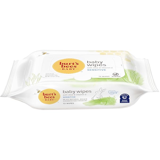 Burt's Bees Baby 20792850004157 Chlorine-Free Wipes, Unscented Natural Baby Wipes - 72 Wipes, Multi