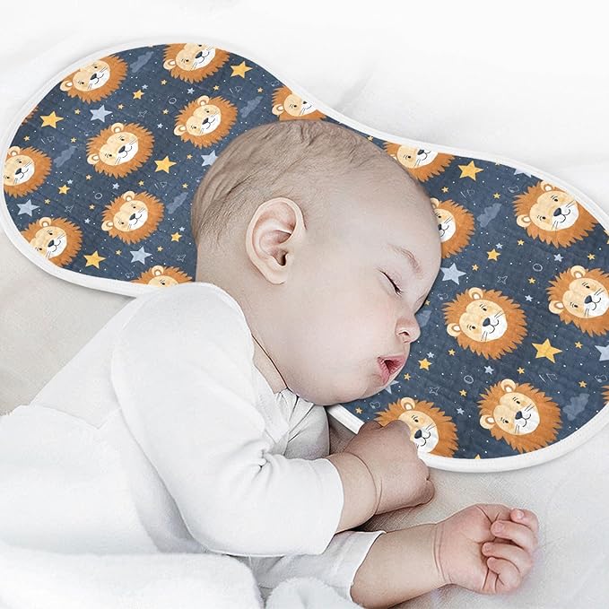 1Pc Cute Lion Burp Cloth,Unisex Large Absorbent Soft Cotton Muslin Burping Cloths for Newborn Boys Girls,11x22in,A111664