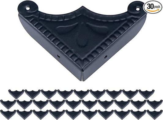 T Tulead 30PCS Box Corner Guard Furniture Edge Protectors 1.89"×1.89"×0.43" Black Corner Guard Cover with Nails,for Cabinet,Desk,Toolbox