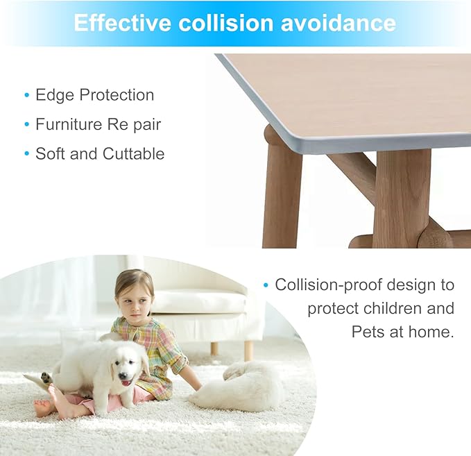 16.4ft Self-Adhesive Edge Trim for Veneer, U-Shape Silicone Edge Banding, TPE Flexible Furniture Corner Protector, Grey