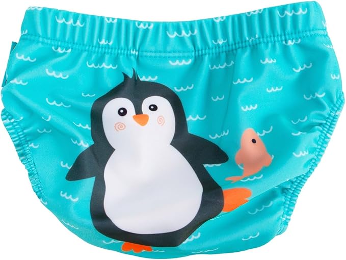 ZOOCCHINI Baby & Toddler Pack of 2 Reusable Swim Diapers – Waterproof with UPF 50+ Sun Protection, Chlorine & Salt Water Resistant, Leakproof Design, Large 24-36 Months, Parker the Penguin