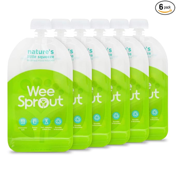 WeeSprout Double Zipper Reusable Food Pouches (5 Fl Oz, Green)