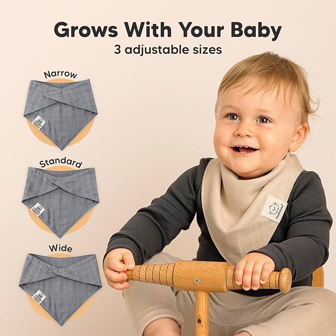KeaBabies 8-Pack Muslin Baby Bibs for Boys, Girls - Muslin Bandana Drool Bibs for Baby Girl & Boy, Drooling Newborn, Teething Toddler, Infant 0-36 Months, Soft Cotton Extra Absorbent (Spice)