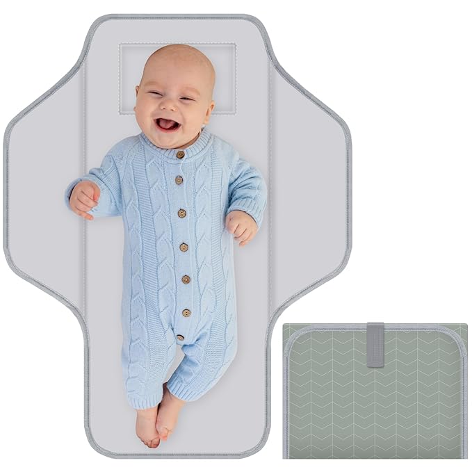 Portable Diaper Changing Pad for Baby & Toddler Waterproof Foldable Baby Changing Mat Built-in Pillow, Travel Infant Changing Pads for Moms Baby Changer Machine Washable
