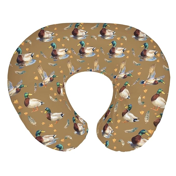 Vintage Mallard Ducks Baby Nursing Pillow Covers for Boy Girl Retro Duck Hunting Nursery Pillowcase for Breastfeeding Pillows Wild Birds Feathers Soft Stretchy Slipcovers for Newborn Infant