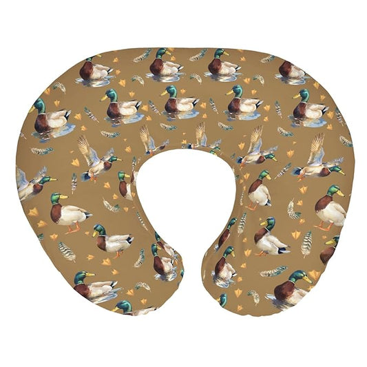 Vintage Mallard Ducks Baby Nursing Pillow Covers for Boy Girl Retro Duck Hunting Nursery Pillowcase for Breastfeeding Pillows Wild Birds Feathers Soft Stretchy Slipcovers for Newborn Infant