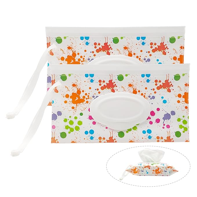 2 Pack Portable Baby Wipes Dispenser Holder Set Refillable Container Lightweight Travel Cases