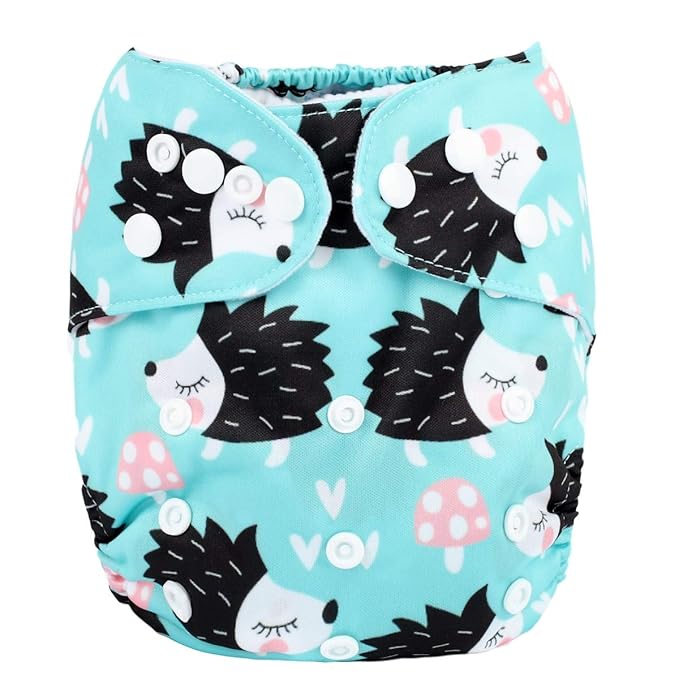 Baby Pocket Diaper Nappy Reusable Washable 8lbs to 36lbs (Hedgehog)