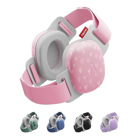 Alpine Muffy Baby Comfort - Protects Hearing for Babies and Toddlers - CE & ANSI Certified - Headband for Safe fit & Comfort - Adjustable for Ages 3-48 Months - 24dB Sound Reduction, Hearts