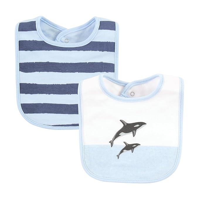 Hudson Baby Unisex Baby Cotton Bibs, Boy Whale Shark, One Size
