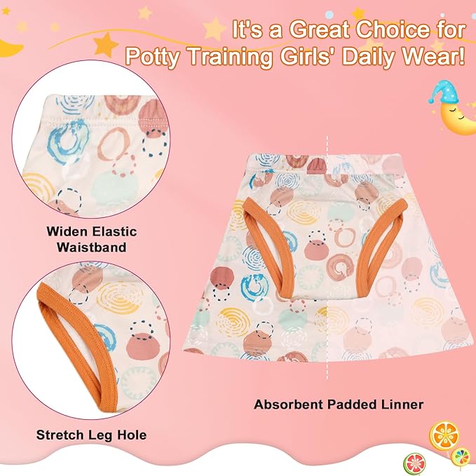 MooMoo Baby Girls Potty Training Underwear 2 Packs Cotton Diaper Skirt for Potty Training Absorbent