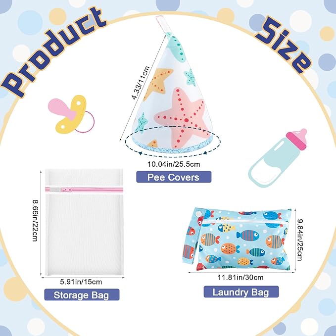 10 Pcs Coral Velvet Peepeeteepe Baby Boy with Storage Bag & Laundry Bag, Strong Water Absorption Pee Peep Teepee for Baby Boy, Reusable Pee Covers for New Parents Gift