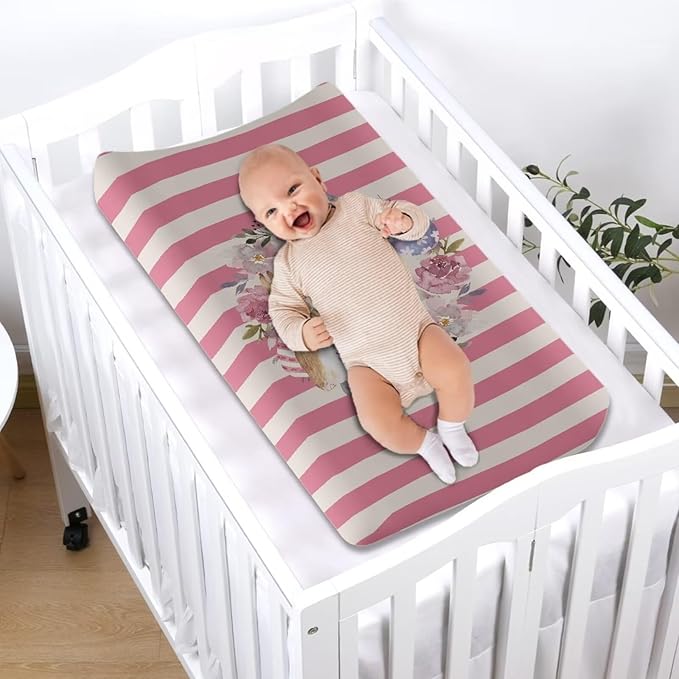 Rabbit Egg Easter Changing Pad Cover Waterproof Stretchy Baby Changing Table Cover Durable Comfy Cozy Universal Tray Table Mat