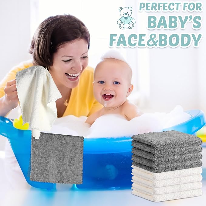 Newwiee 50 Pack Baby Burp Cloths 20''x10'' Absorbent Burping Cloths for Girl Boy Large Baby Rags Towels for Newborn Essential(Gray, White)