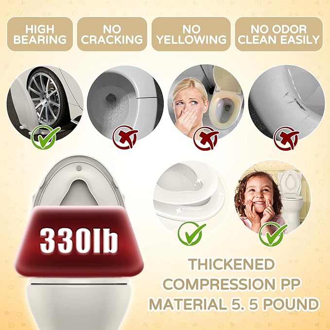 YASFEL Built in Potty Training Toilet Seat for Toddlers, Kids & Adults Biscuit Plastic Toilet Seats Elongated Slow Close with Magnets(Almond, 18.5”)