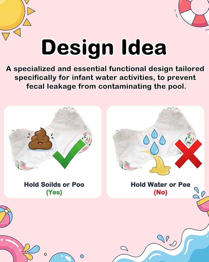 Babygoal Swim Diapers 3 Pack for 8 Months-3 Years Infant and Toddler Girl, Reusable Adjustable Washable for Baby Swimming Lessons 3ZSD42-B