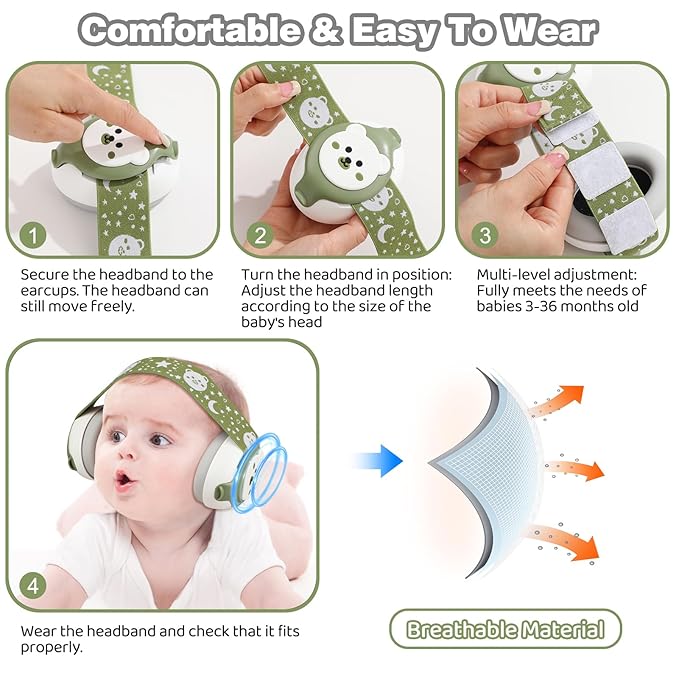 YomauiYee Infant Earmuffs,Baby Headphones Noise Cancelling Infant Ear Protection with Carrying Bag,25dB Baby Travel Essentials for Sleep/Plane/Noisy Event