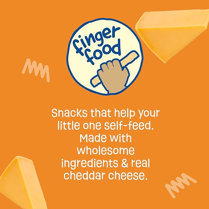 Earth's Best Organic Baby Food, Dissolvable Teething Snack for Babies 6 Months and Older, Cheddar Cheese Crunchy Sticks, .56 oz Pack (Pack of 5)