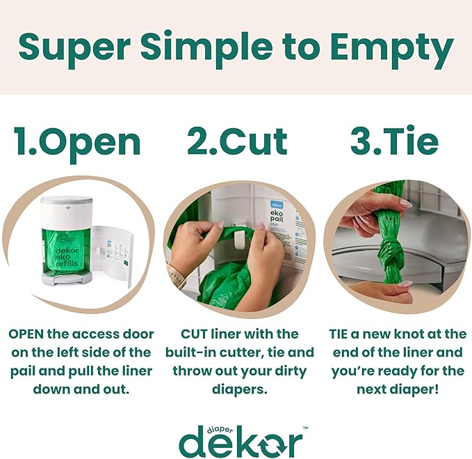 Diaper Dekor CLASSIC Diaper Pail Refills | 4 Count Unscented | Exclusive End-of-Liner Marking | Thick Quick & Easy to Replace | Most Economical Refill System | for Original and Eko Style Pails