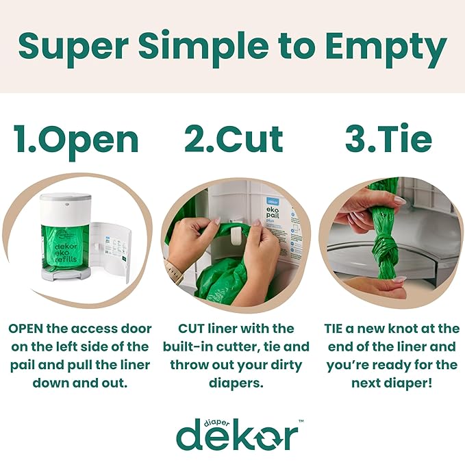 Diaper Dekor MINI Refills, 2 Count | ONLY Eco-Friendly Diaper Pail Refills Made With 70% Recycled Materials | Quicker, Easier & More Cost Effective than Trash Bags | Unscented