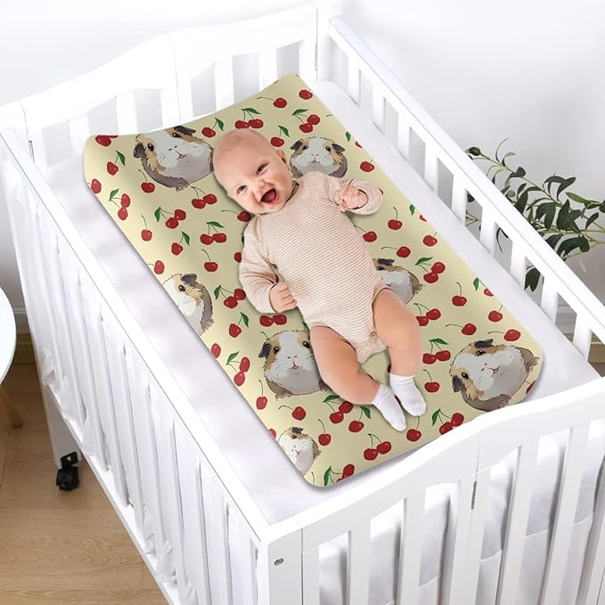 Hamster Baby Changing Pad Cover Boys Girls Cherry Changing Table Cover Soft Breathable Diaper Changing Pad Cover Sheets