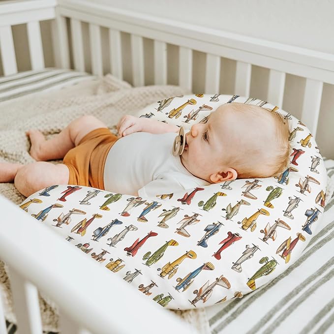 Airplanes Vintage Models Aircraft Nursing Pillow Covers for Boy Girl Antiqued Planes Nursing Pillow Slipcovers for Breastfeeding Pillows Retro Planes Soft Stretchy Removable Covers for Newborn Infant