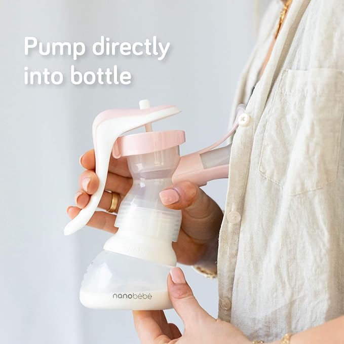Nanobebe Breastmilk Baby Bottle Anti-Colic Starter Set with Silicone Pacifiers, Bottle Warmer, Breast Pump Adapter, and Slow Flow Nipples - 5 oz - Pink/Grey