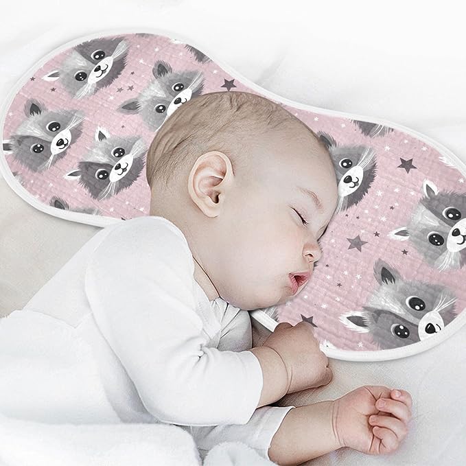 1Pc Cute Raccoon Burp Cloth,Unisex Large Absorbent Soft Cotton Muslin Burping Cloths for Newborn Boys Girls,11x22in,A111703