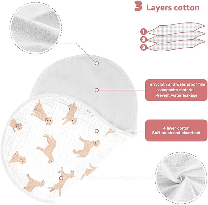 vvfelixl Muslin Burp Cloths Labrador Retriever Dog Baby Washcloths for Baby Girl Boys 2 Pack