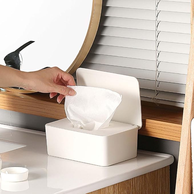 Wipes Dispenser, Wipe Holder for Baby & Adult, Baby Wipe Holder for Fresh Wipes,Wipe Container with Sealing Design Lid,Refillable Wipes Dispenser Baby Wipes Case with Cover for Household(Small Size)