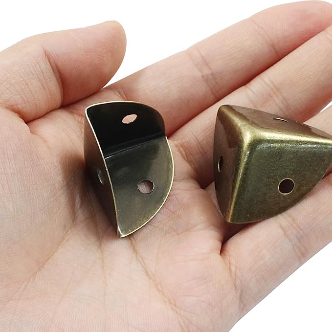 12 Pcs Metal Corner Protectors Bronze Edge Guard Furniture Edge Corner Cover Angle Corner Brackets with Mounting Screws for Box Table Cabinet(1"x1"x1")