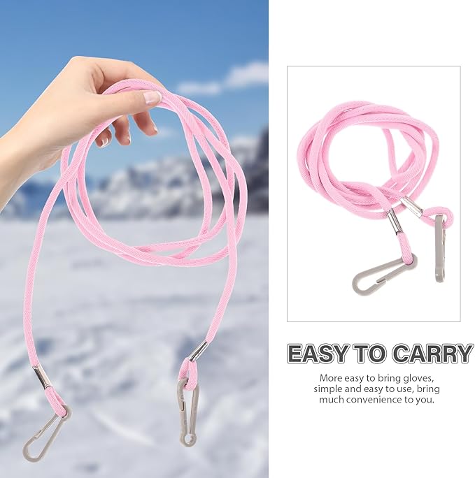 SHINEOFI Mitten Clips for Toddlers Kids,Anti Lost Mitten Lanyard Universal Glove Holder for Winter Sports & Outdoor Play (Pink)
