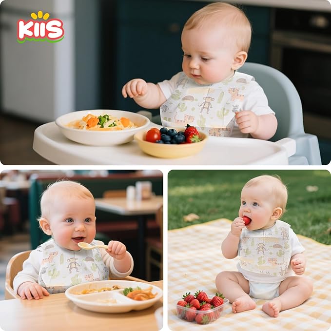 KIIS Disposable Baby Bibs for Travel - Paper Bibs for Infant, Toddlers & Kids - Travel & Daycare Essentials, 20 Count