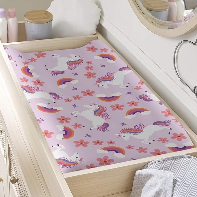 Unicorn Changing Pad Cover Boys Girls Changing Table Cover Soft Breathable Diaper Changing Pad Cover Sheets Soft Breathable