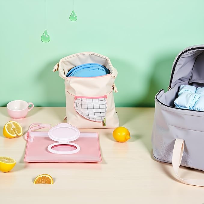 Baby Wipes Travel Case,Baby Wipe Case Travel Holder Keeps Wipes Moist Set of Wet Wipes Holders Cases Portable Travel On The Refillable Dispenser Container Waterproof Wipe Container with Sealed Zipper