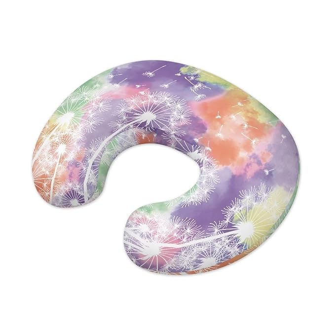 Colorful Pattern and Flower Nursing Pillow Cover for Baby Boy Girl Slipcover for Breastfeeding Pillows, Soft and Stretchy Safely Breastfeeding Pillow Cover