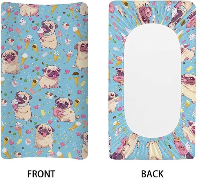 Dog Changing Pad Cover Waterproof Soft Diaper Changing Mat Cover for Baby Stretchy Lightweight Universal Tray Table Mat Fit 32"x16" Contoured Pad